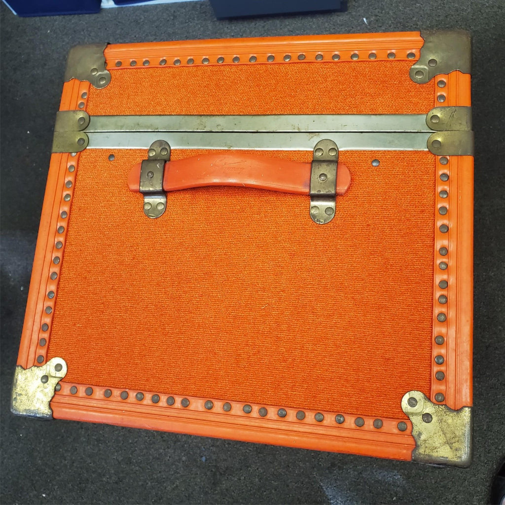 Vintage Skyway Luggage Orange Trunk with Brass Fittings