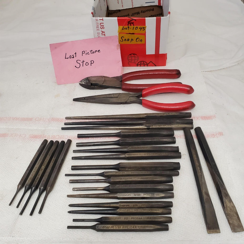Lot of Assorted Snap-On Tools Starter Punch Flat Chisel Kit & Pillers LOT-1045
