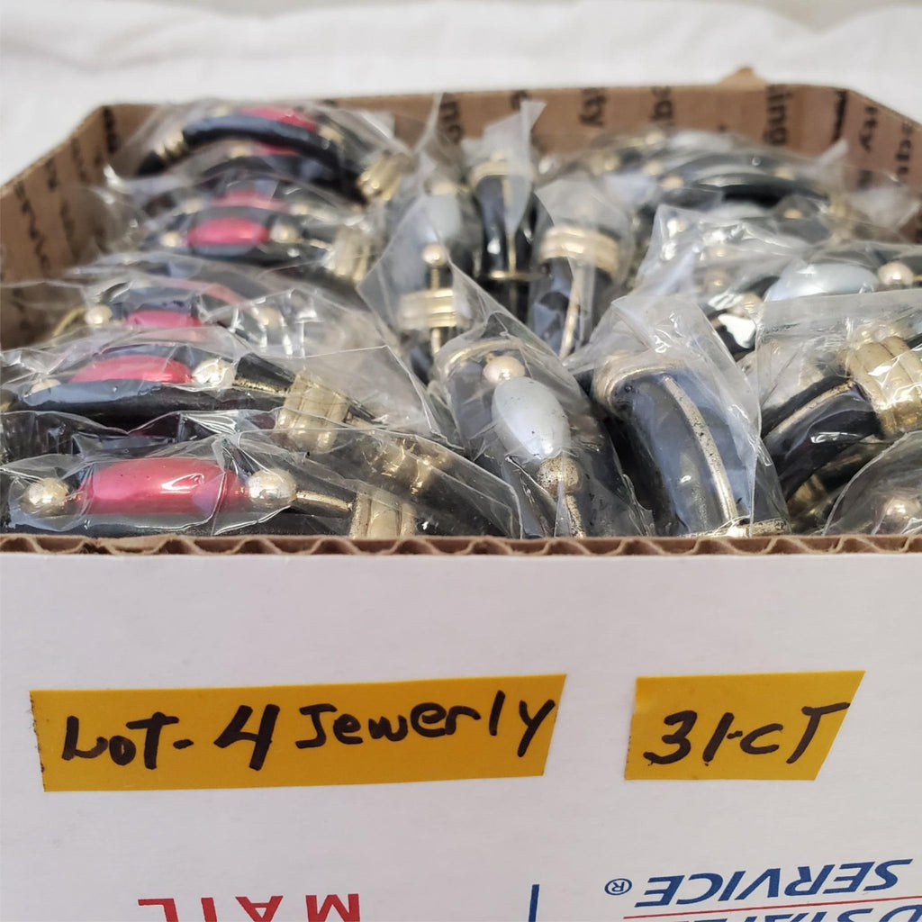 Lot of 31 Crystal Cabochon Mixed Metal Black Braided Leather Bracelet LOT-4