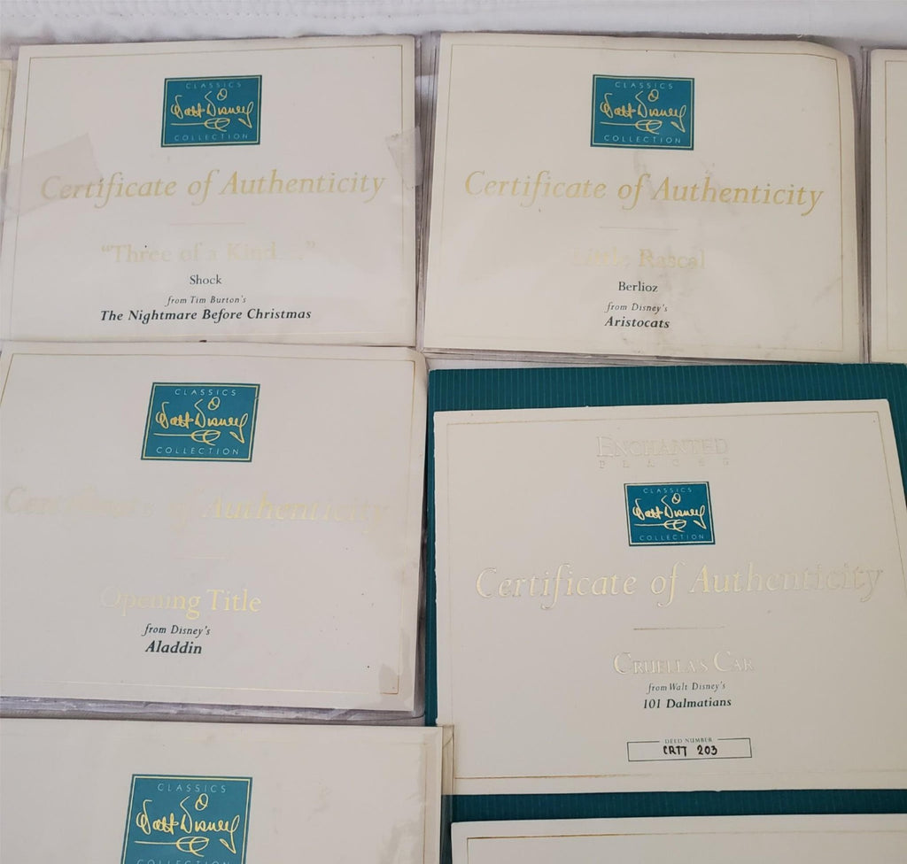 Large Lot of Walt Disney Collection Certificate of Authenticity COA Paperwork