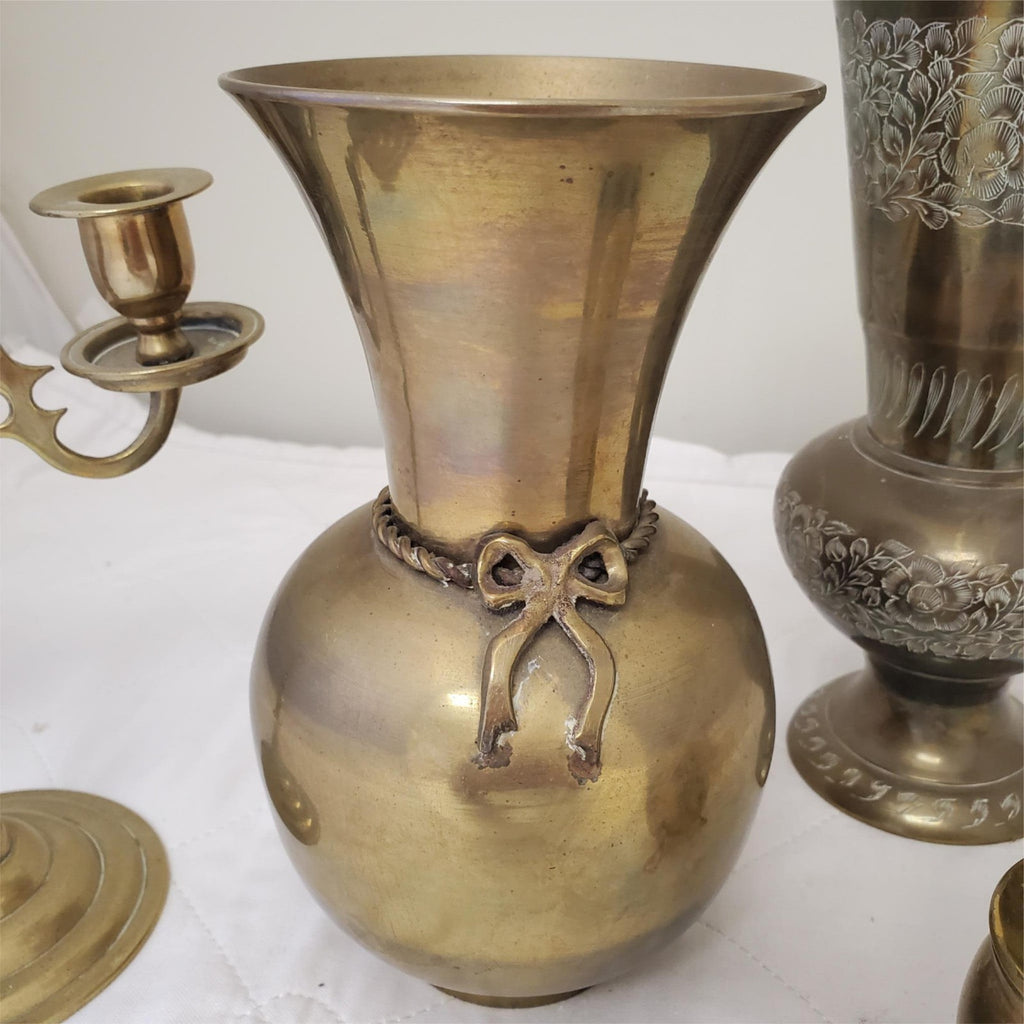 Antique Brass Vase and Baldwin Vintage Solid Brass