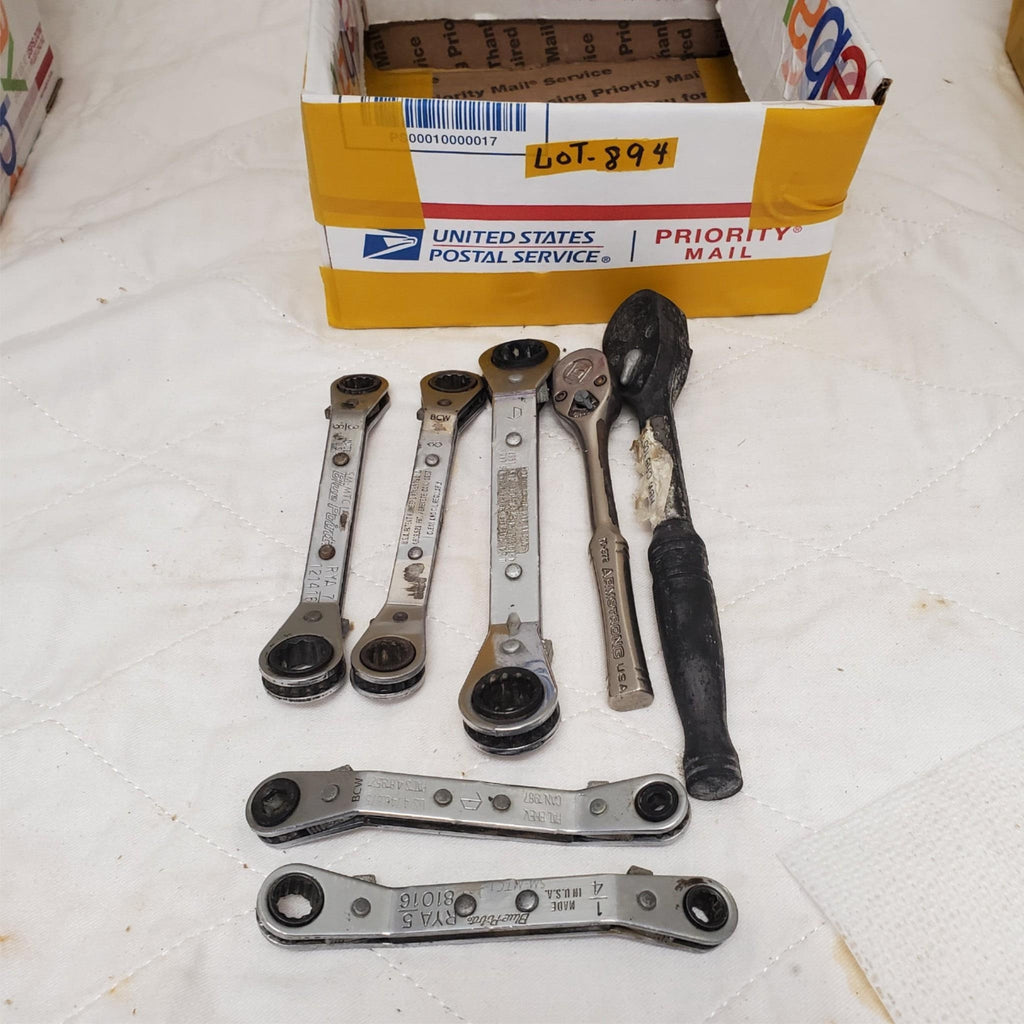 Lot of 7 Double Box End Reversible Ratchet Wrenches & Drive Ratchet Set LOT-894