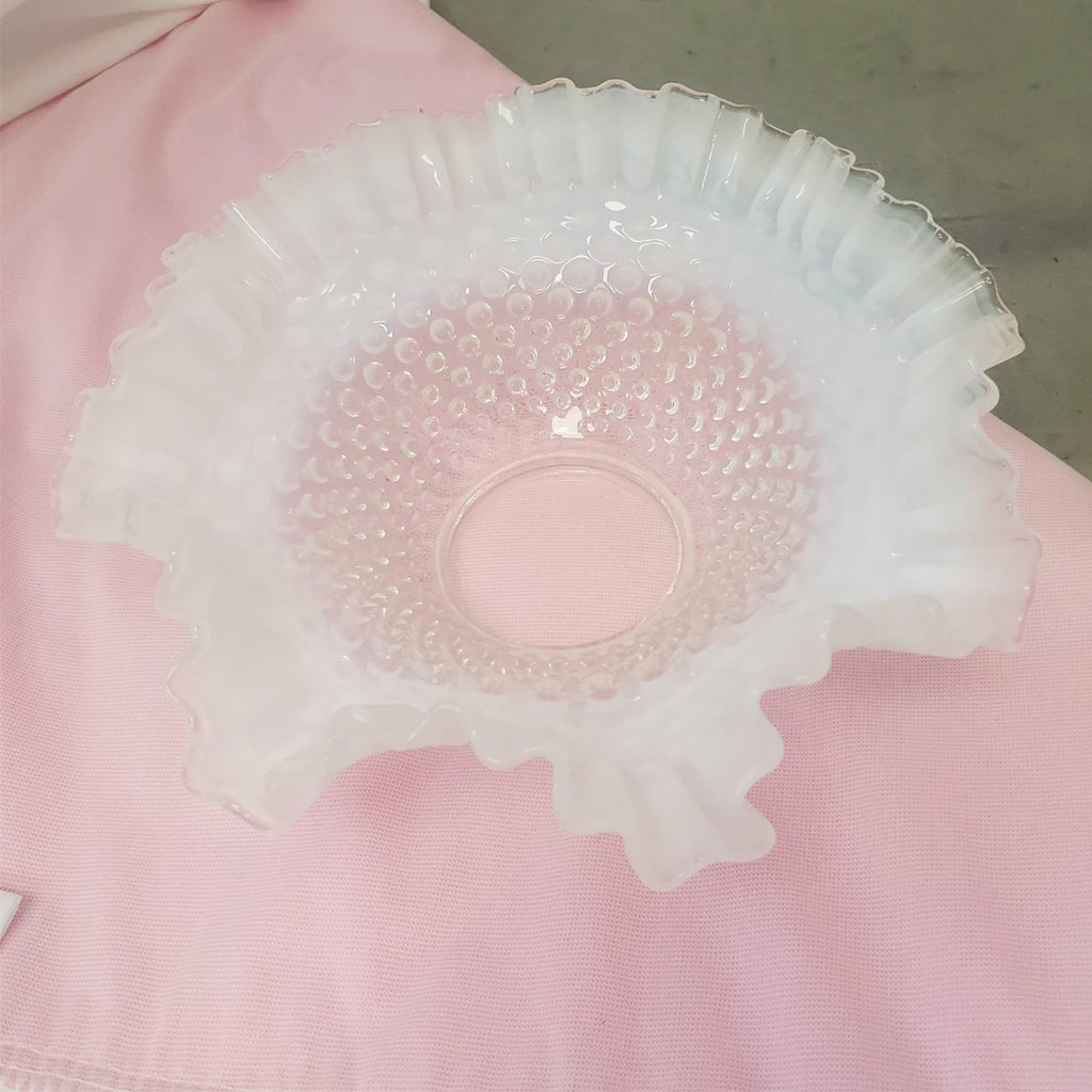 Fenton Hobnail 10" French Opalescent Crimped Bowl