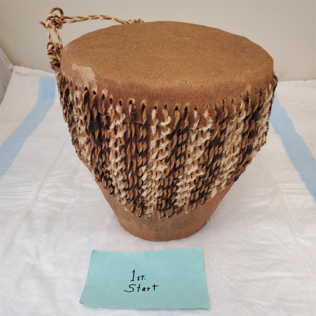 Vintage Cowhide drum With Jute Fringe