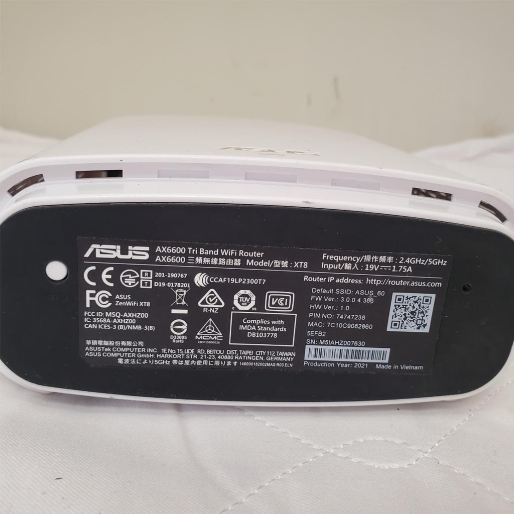 Asus XT8 White AX6600 Tri Band WiFi Router NO POWER CORD