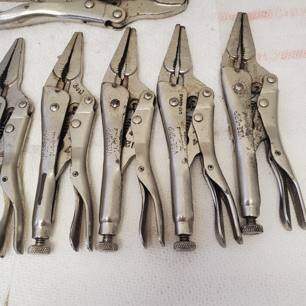  Lot of 11 Vise Grips Long Nose Adjustable Jaw Locking Clamp Set LOT-988