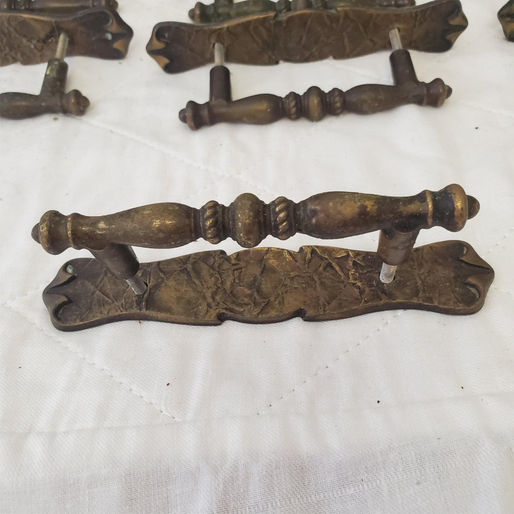 Lot of 10 Vintage Brass Amerock Carriage Cabinet Drawer Pulls w/ Back Plates #2